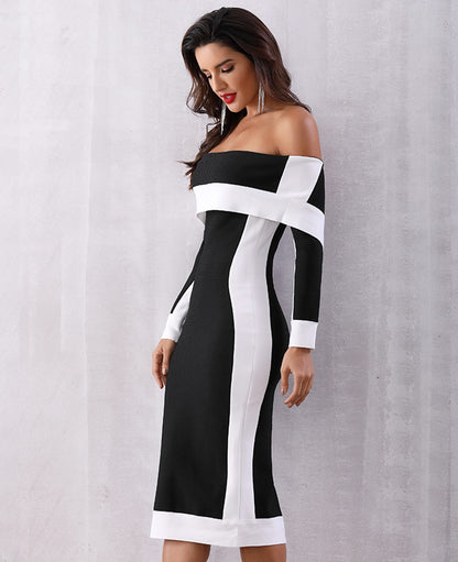 ROBE MOULANTE MI-LONGUE EPAULES OUVERTES