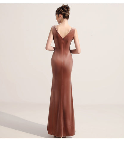 ROBE DE SOIRÉE VELOURS TAILLE PERLÉE