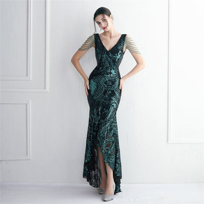 ROBE DE SOIRÉE QUEUE DE POISSON À SEQUINS