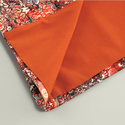 BLAZER IMPRIMÉ FLORAL ROUGE CORAIL DÉTAILS PLUMES