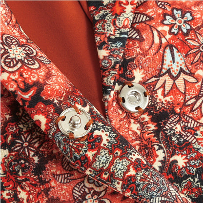 BLAZER IMPRIMÉ FLORAL ROUGE CORAIL DÉTAILS PLUMES