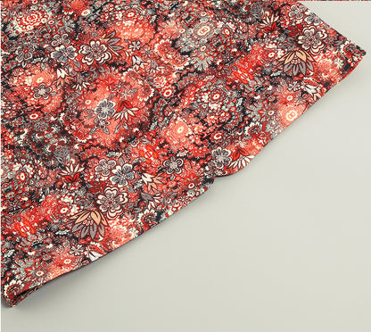 BLAZER IMPRIMÉ FLORAL ROUGE CORAIL DÉTAILS PLUMES