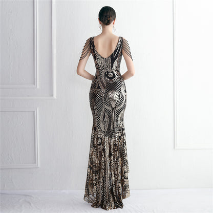 ROBE DE SOIRÉE QUEUE DE POISSON À SEQUINS