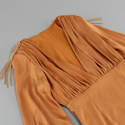 ROBE DE SOIRÉE LONGUE MANCHES LANTERNE