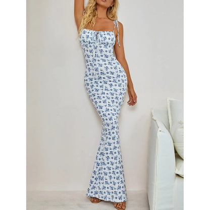 ROBE LONGUE D'ÉTÉ IMPRIMÉE À BRETELLES