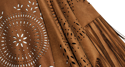 PONCHO À FRANGES EN DAIM