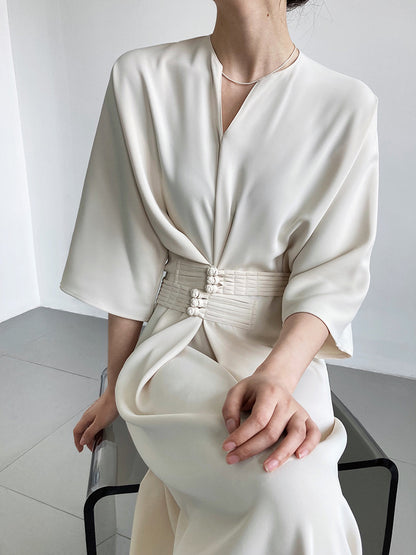 ROBE DÉCONTRACTÉE LONGUE CEINTURE INTÉGRÉE