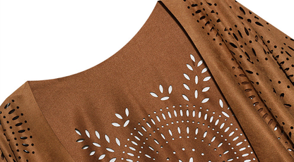 PONCHO À FRANGES EN DAIM