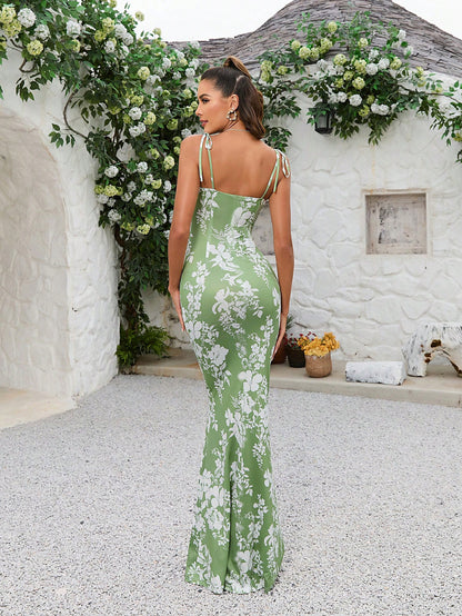 ROBE LONGUE D'ÉTÉ IMPRIMÉE À BRETELLES