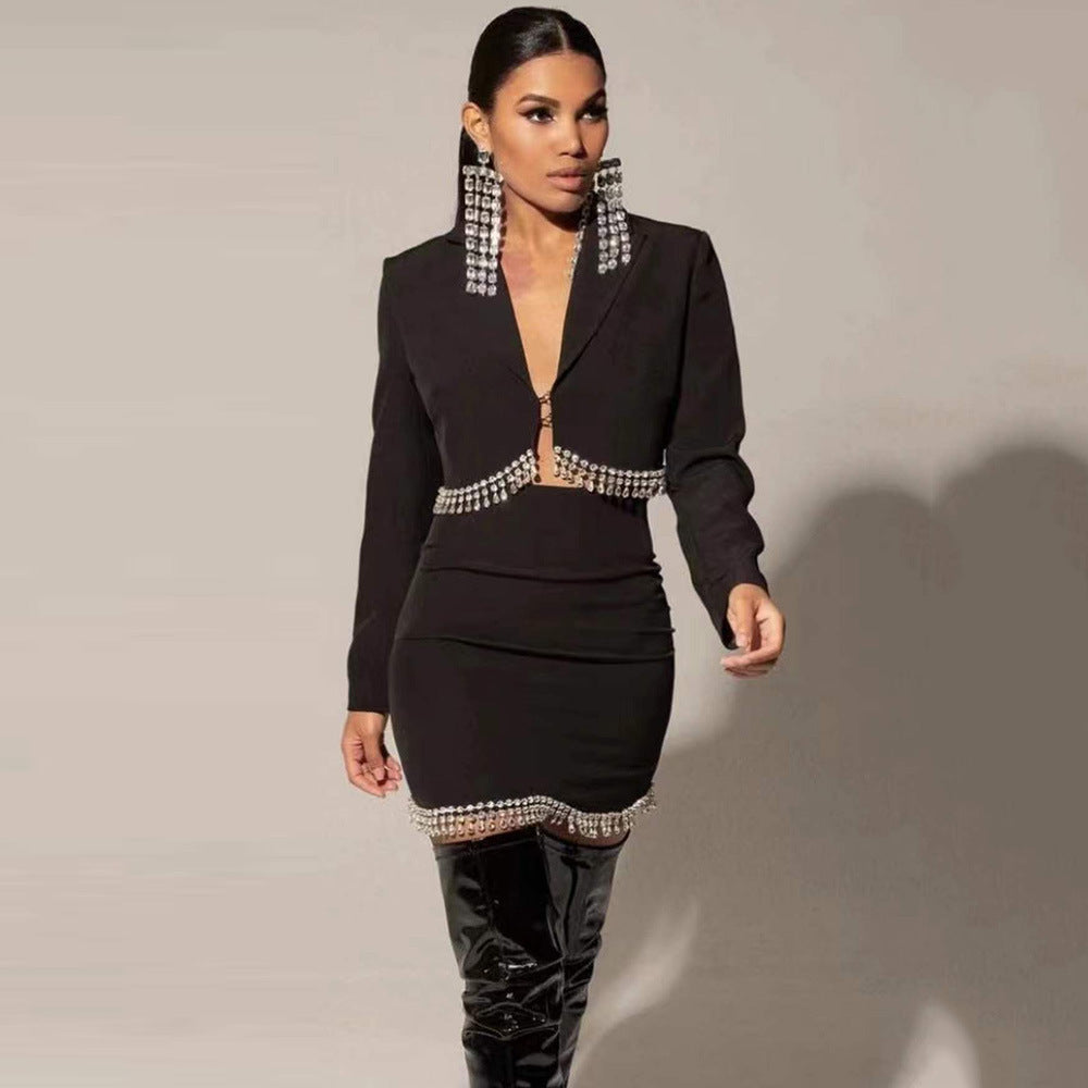 ENSEMBLE VESTE&JUPE DÉTAILS CRISTAUX