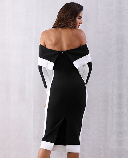 ROBE MOULANTE MI-LONGUE EPAULES OUVERTES