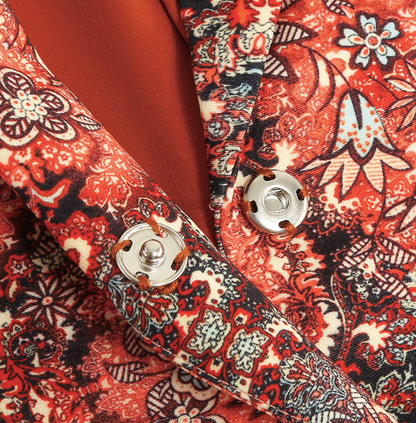 BLAZER IMPRIMÉ FLORAL ROUGE CORAIL DÉTAILS PLUMES