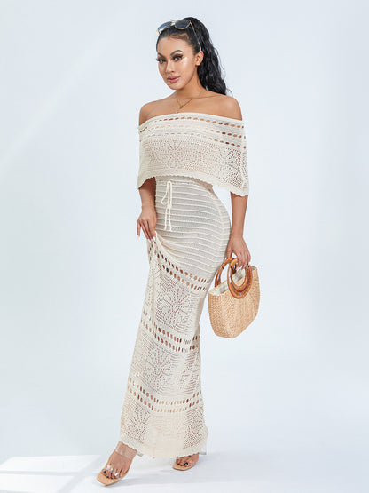 ROBE CROCHET LONGUE COL BARDOT