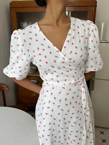 ROBE PORTEFEUILLE FLORAL EN COTON