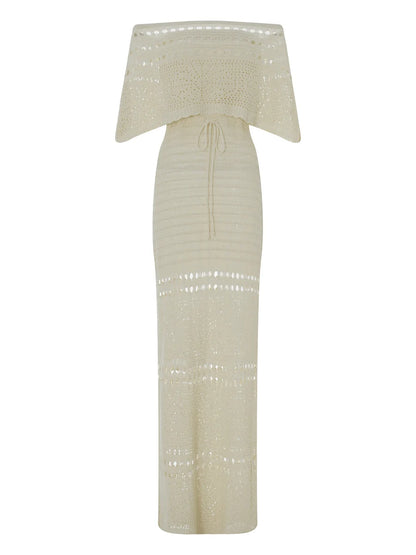 ROBE CROCHET LONGUE COL BARDOT