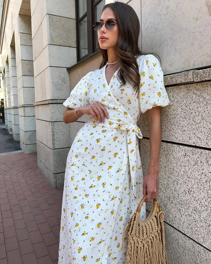 ROBE PORTEFEUILLE FLORAL EN COTON