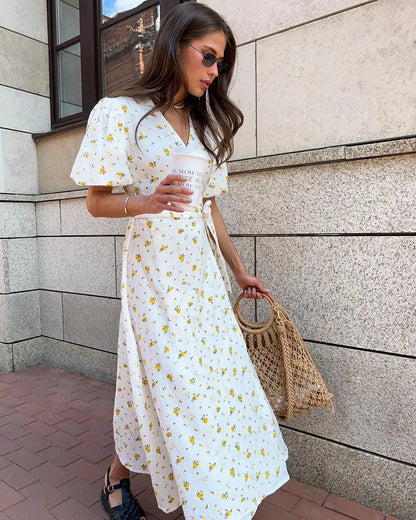 ROBE PORTEFEUILLE FLORAL EN COTON