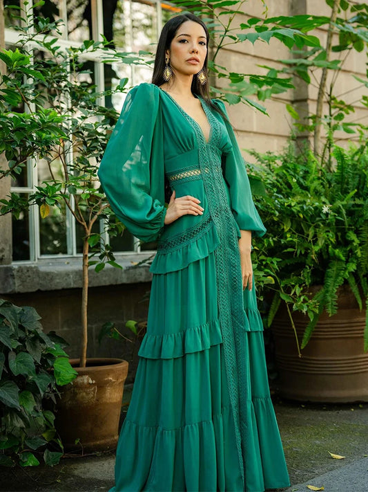 ROBE LONGUE BOHÈME À VOLANT