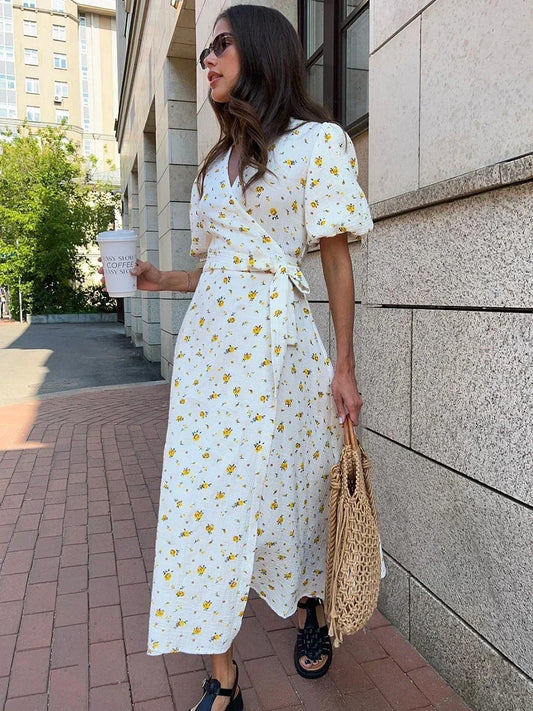 ROBE PORTEFEUILLE FLORAL EN COTON