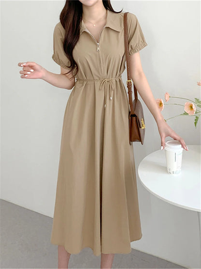 ROBE BOHÈME MI-LONGUE À LACET