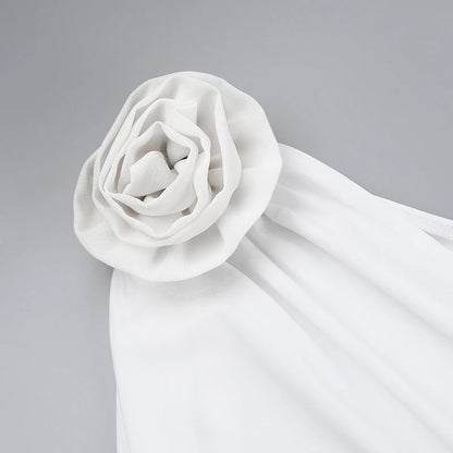 ROBE DE SOIRÉE COURTE DRAPÉE PLISSÉE DÉTAILS ROSES