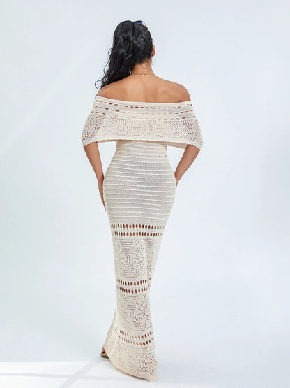 ROBE CROCHET LONGUE COL BARDOT