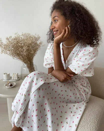 ROBE PORTEFEUILLE FLORAL EN COTON