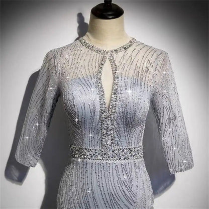 ROBE DE SOIRÉE SIRÈNE À SEQUINS PERLÉE