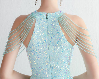 ROBE DE SOIRÉE À FRANGES PERLÉES