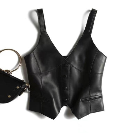 GILET CUIR SANS MANCHES