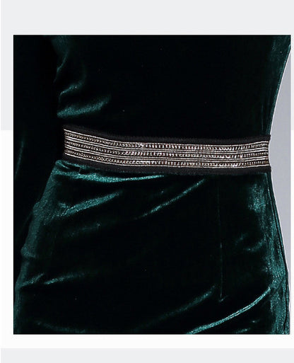 ROBE MI-LONGUE EN VELOUR PERLÉE