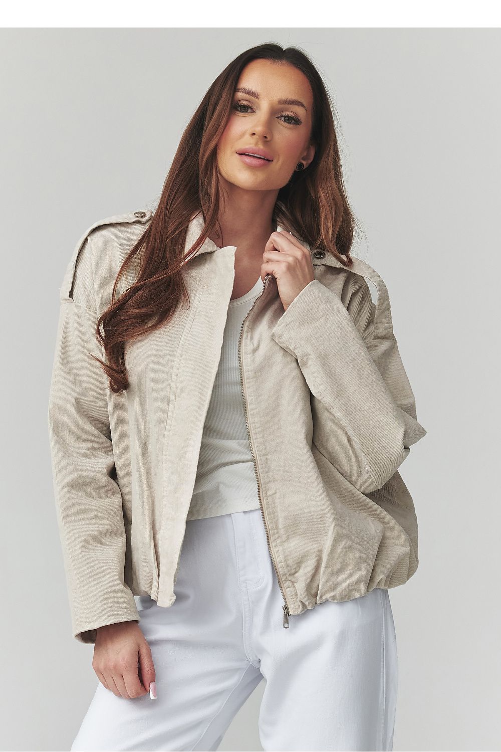  Veste en velours côtelé model 225692 Makadamia 