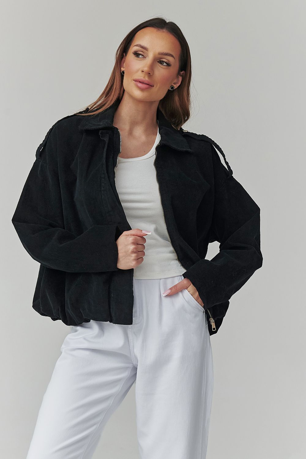  Veste en velours côtelé model 225693 Makadamia 